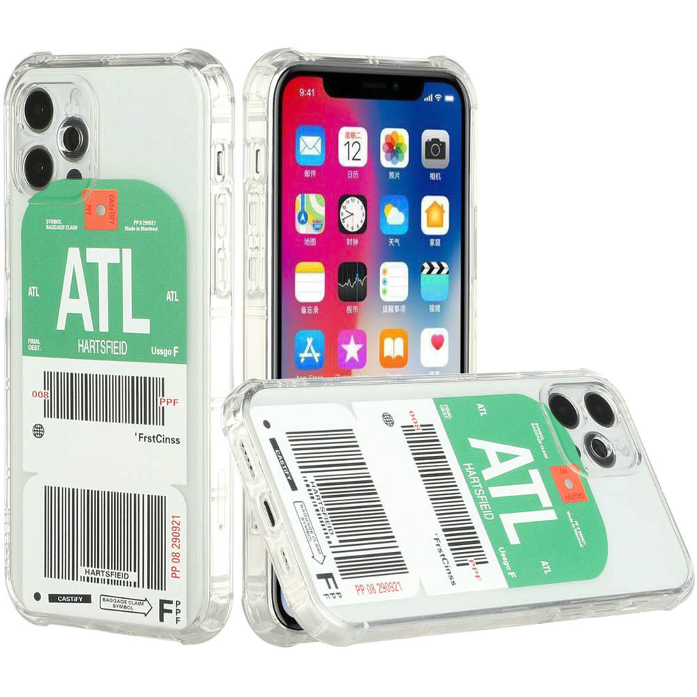 For Apple iPhone 12 Only  6.1 Boarding Pass Transparent ShockProof Cover Case