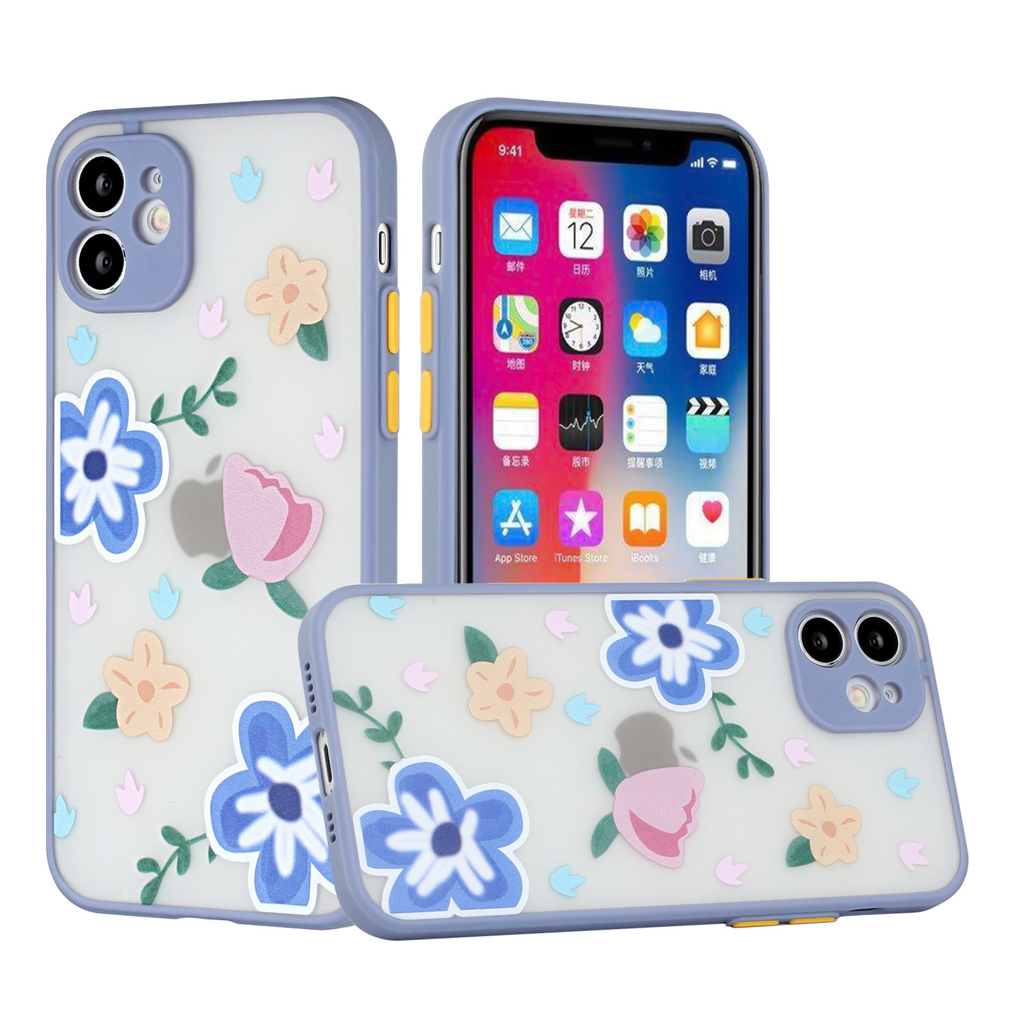 For Apple iPhone 11 (XI 6.1) Botanic Floral 3D Design Hybrid Case Cover