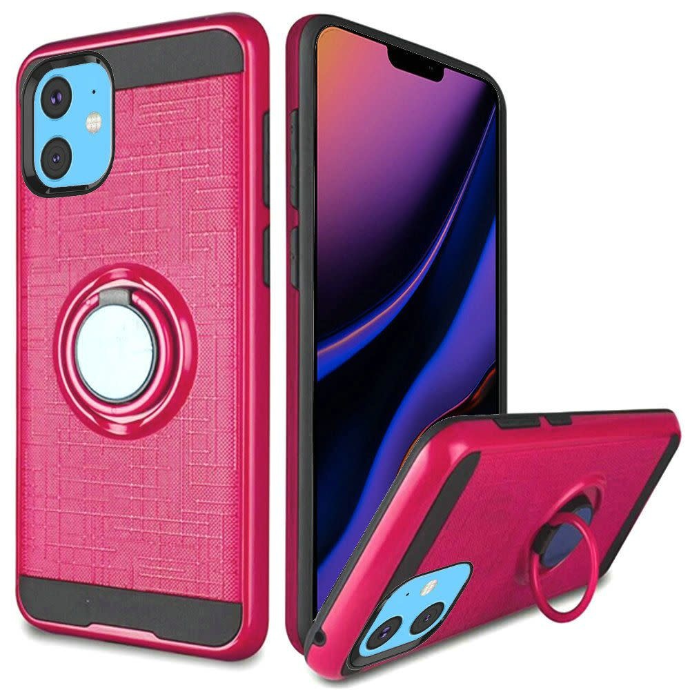 For Apple iPhone 11 (XI 6.1) Magnetic Ring Kickstand Hybrid Case Cover