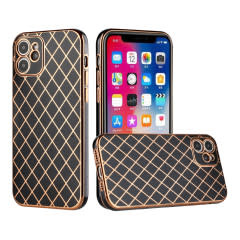 For Apple iPhone XR Electroplated Grid Diamond Lines TPU Case Cover