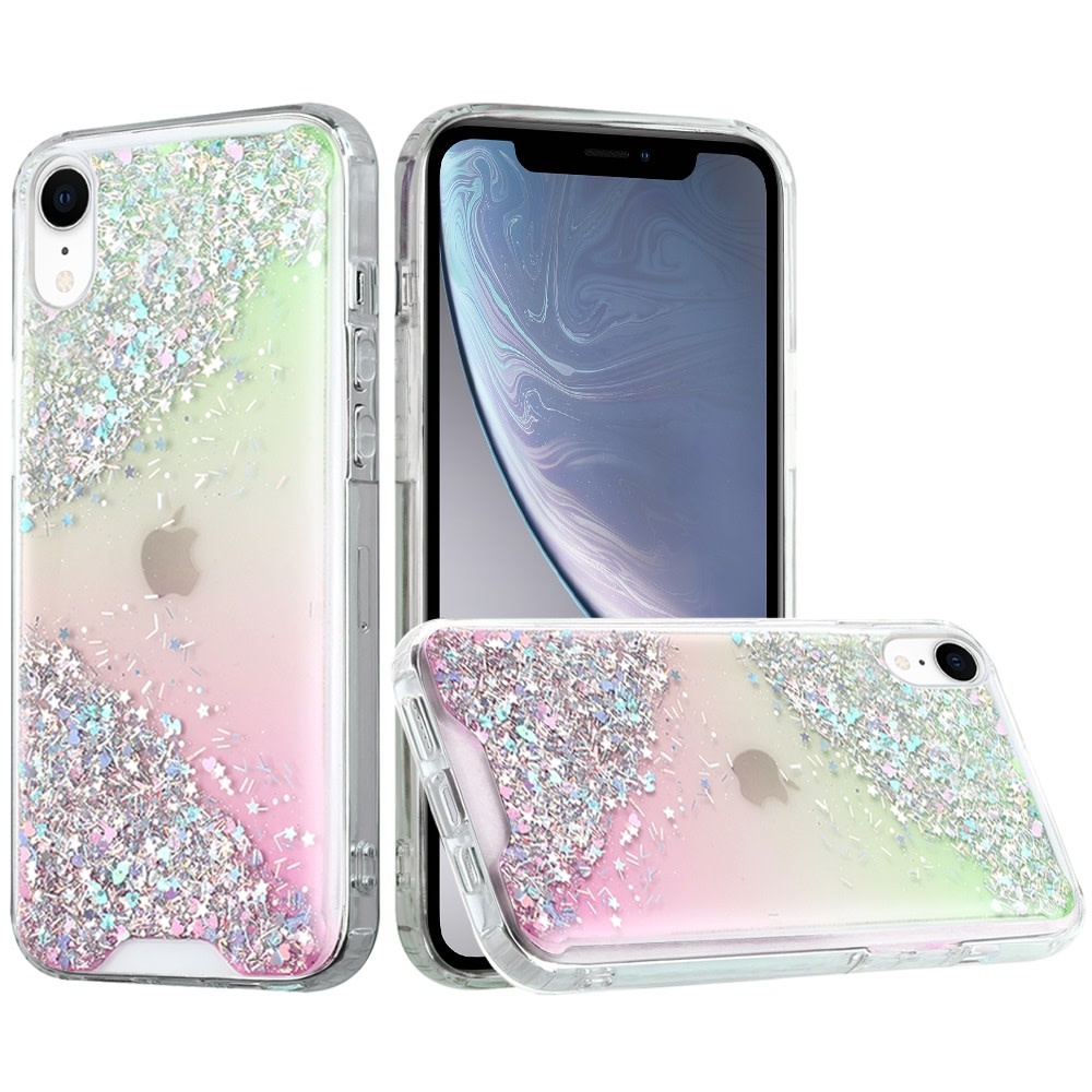 For Apple iPhone XR Vogue Epoxy Glitter Hybrid Case Cover