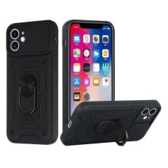 For Apple iPhone 13 6.1 (2 Cameras) ELITE Camera Push Magnetic Ring Stand Hybrid Case Cover
