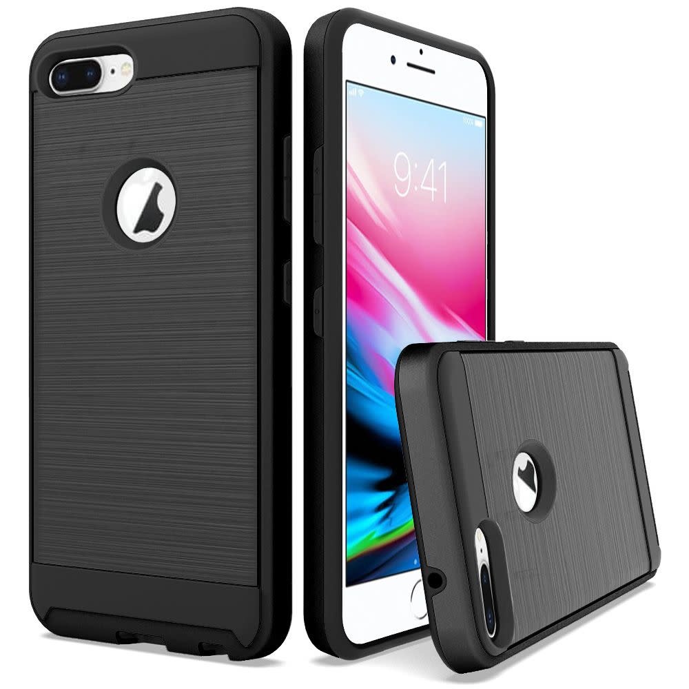For Apple iPhone 8 Plus / 7 Plus / 6 Plus Brushed Metallic Design Hybrid Case Cover
