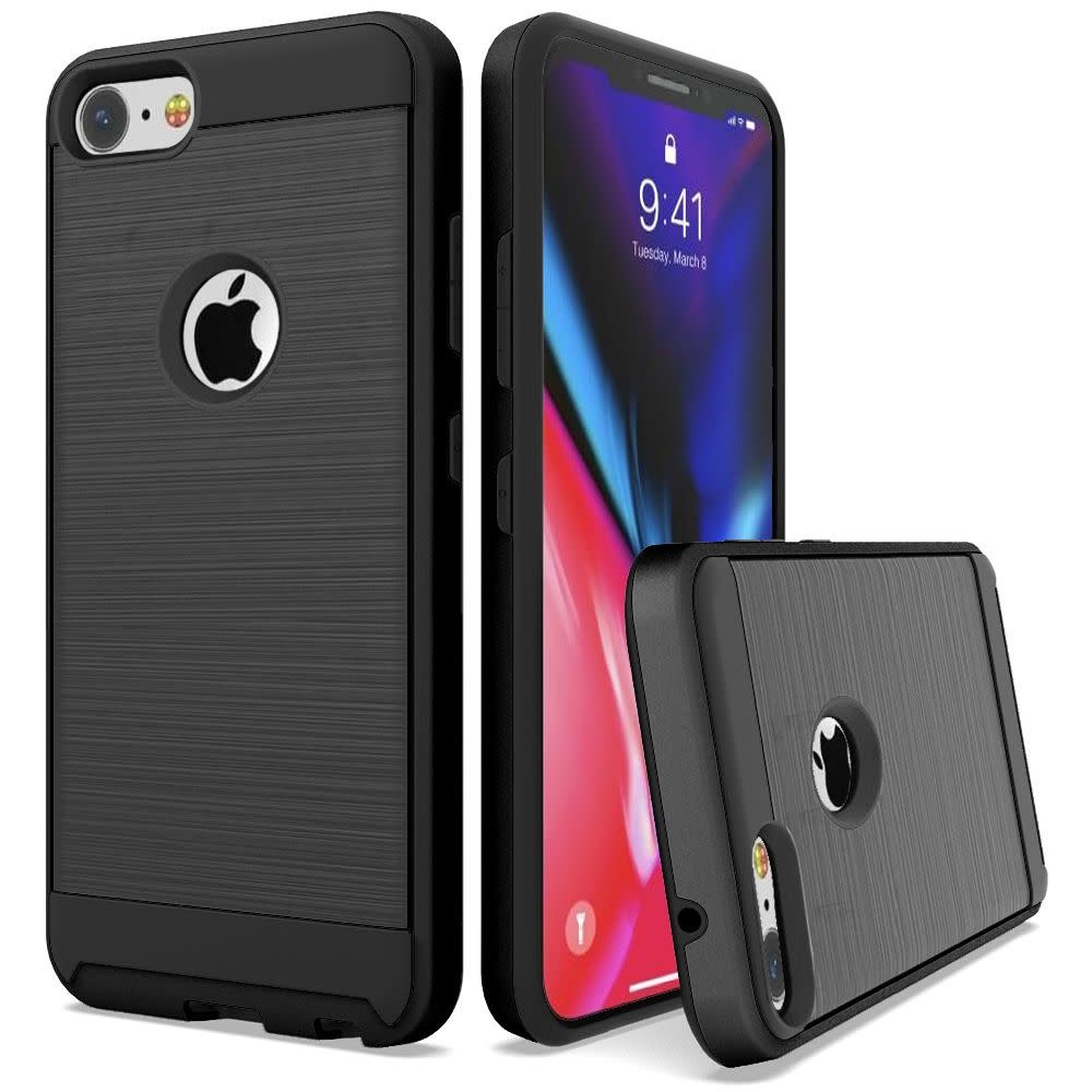 For Apple iPhone SE2 / 8 / 7 / 6 / 6s Brushed Metallic Design Hybrid Case Cover