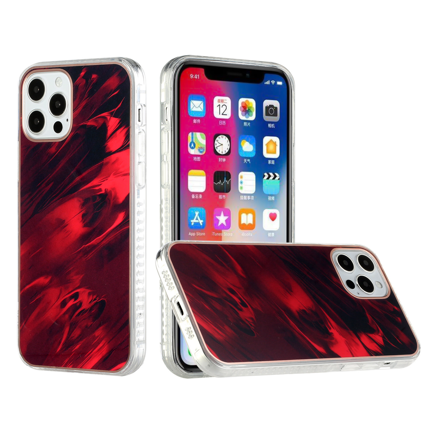 For Apple iPhone 11 (XI 6.1) Marble Design Electroplated Edged Shockproof Cover Case