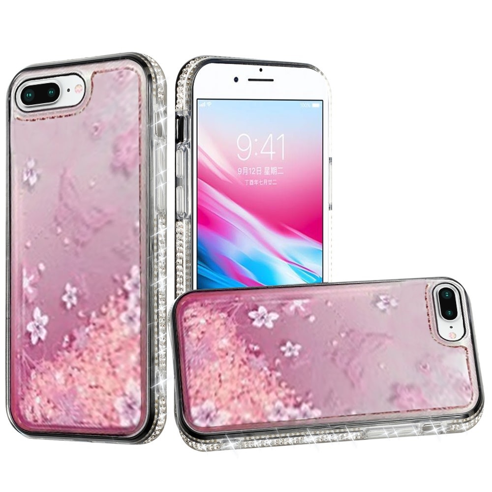 For Apple iPhone 8 Plus / 7 Plus / 6 Plus / 6s Plus Quicksand Diamond Bumper Hybrid Case Cover