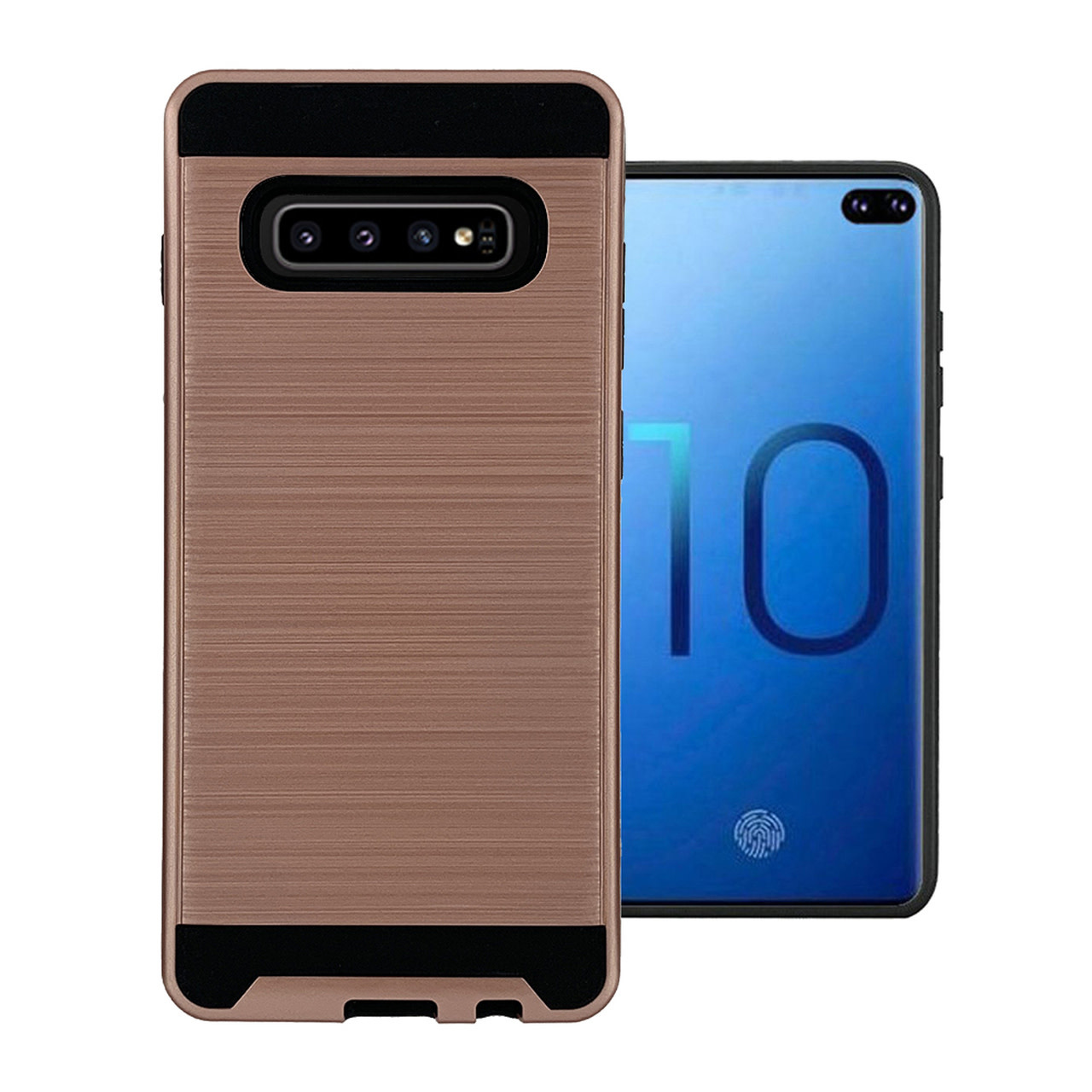 For Samsung Galaxy S10 Brushed Metallic Hybrid Case