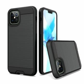 For Apple iPhone  11 6.1 Brushed Metallic Design Hybrid Case Cover