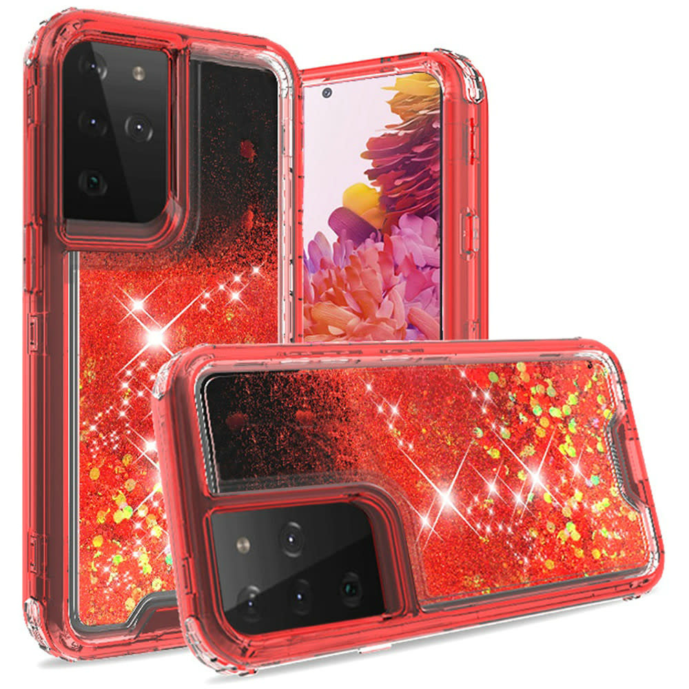 For Samsung Galaxy s21 Plus / s30 Plus Quicksand Liquid Glitter Transparent Hybrid Case Cover