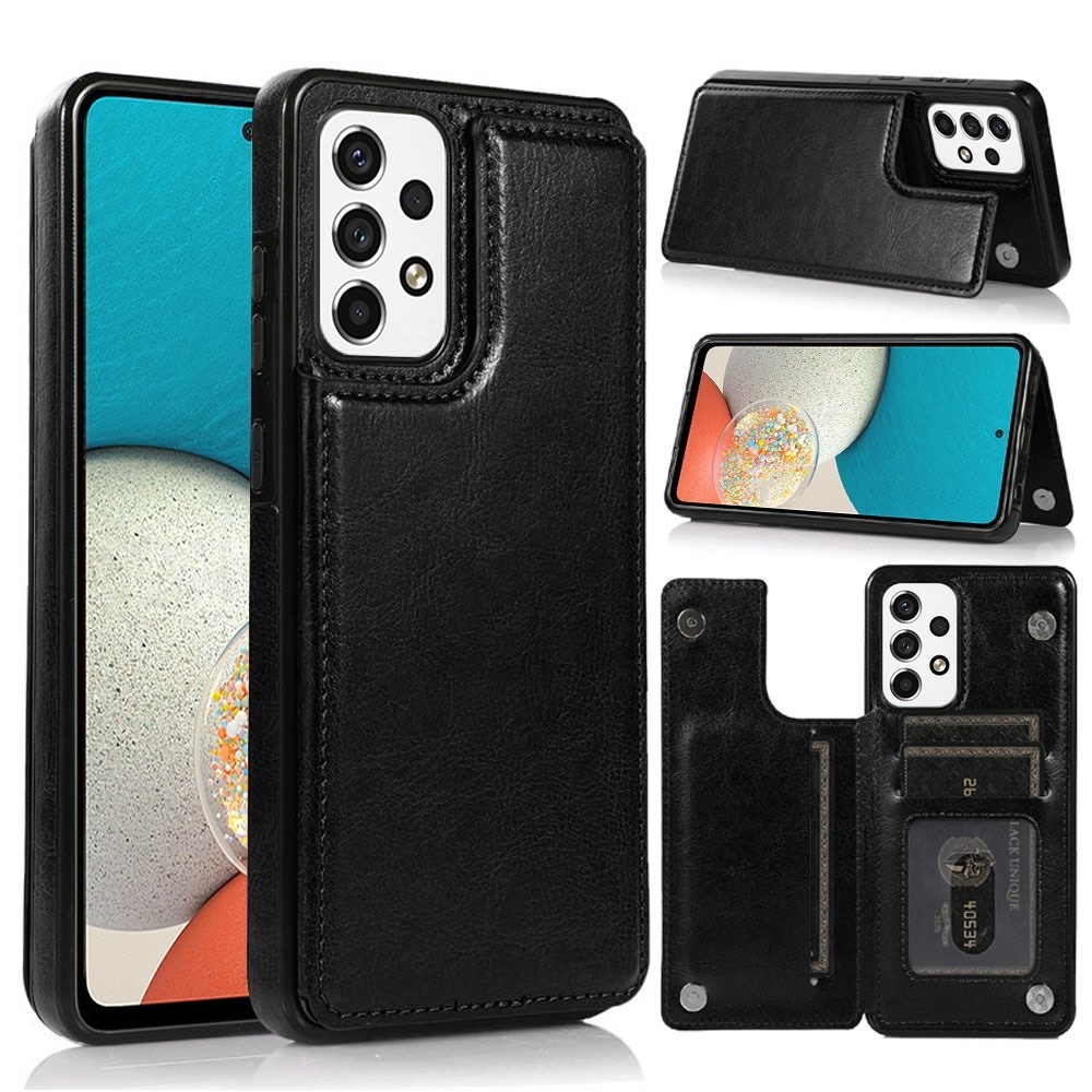 For Samsung Galaxy A53 5G Luxury Side Magnetic Button Card ID Holder PU Leather Case Cover
