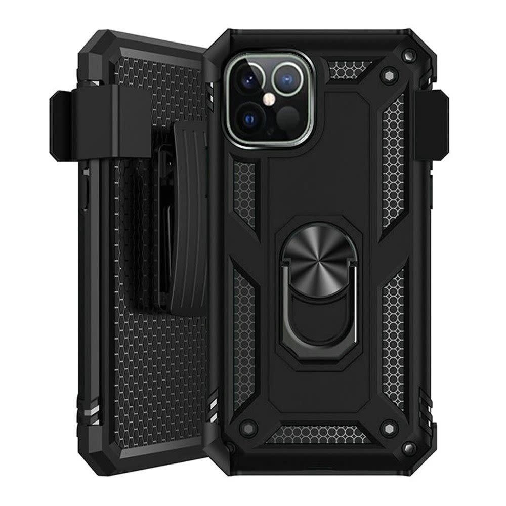 For Apple iPhone 12 & iPhone 12 Pro (Open Camera Hole) Holster Magnetic Ringstand Clip Cover Case
