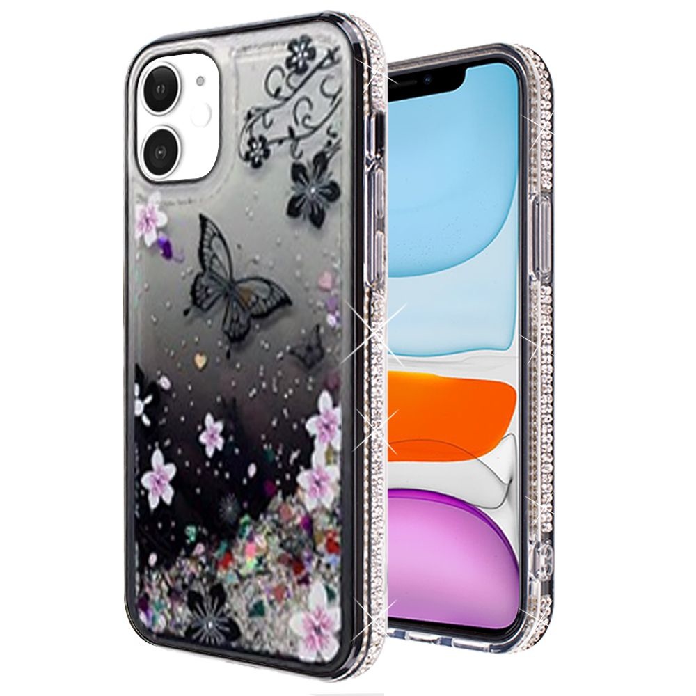 For Apple iPhone 13 Pro Quicksand Diamond Bumper Hybrid Case Cover