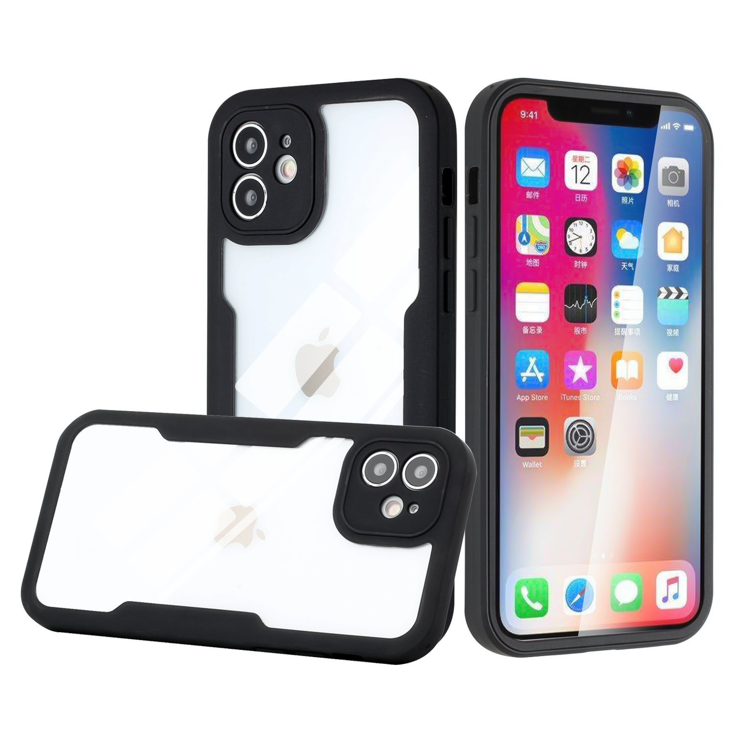 For Apple iPhone XR Transparent Slim Hybrid with PET Screen Protector Case Cover