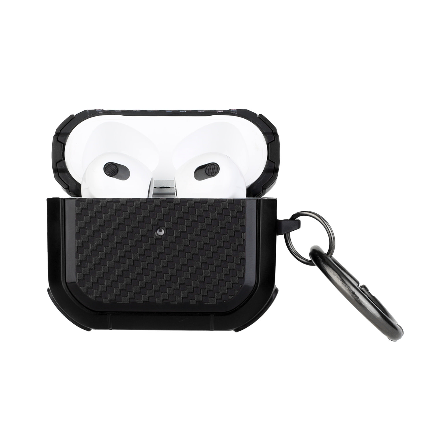 For AirPods Pro Carbon Fiber Design Hybrid With Metal Hook Case Cover