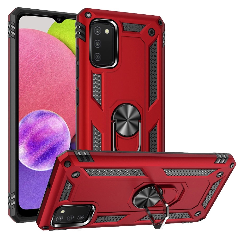 For Samsung Galaxy A03s Ring Magnetic Kickstand Hybrid Case Cover