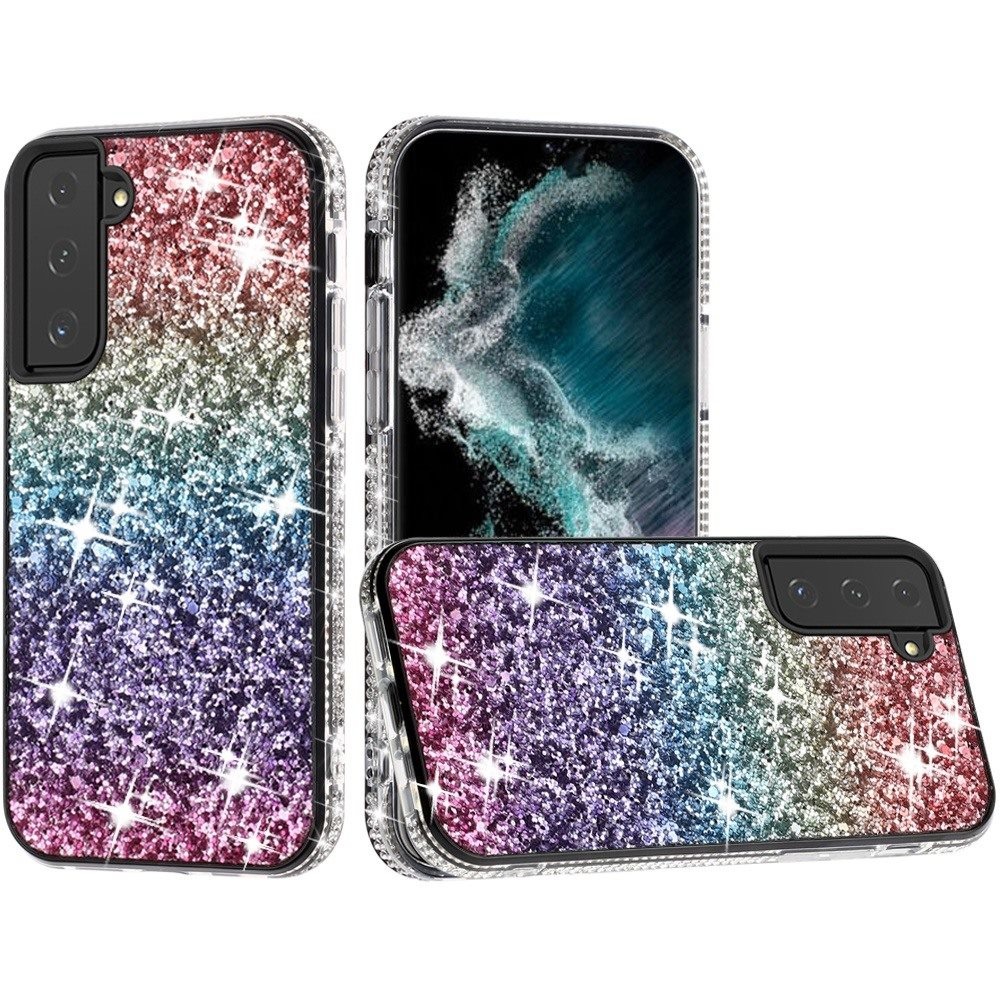 For Samsung Galaxy S22 Decorative Glitter with Diamond All Around Hybrid