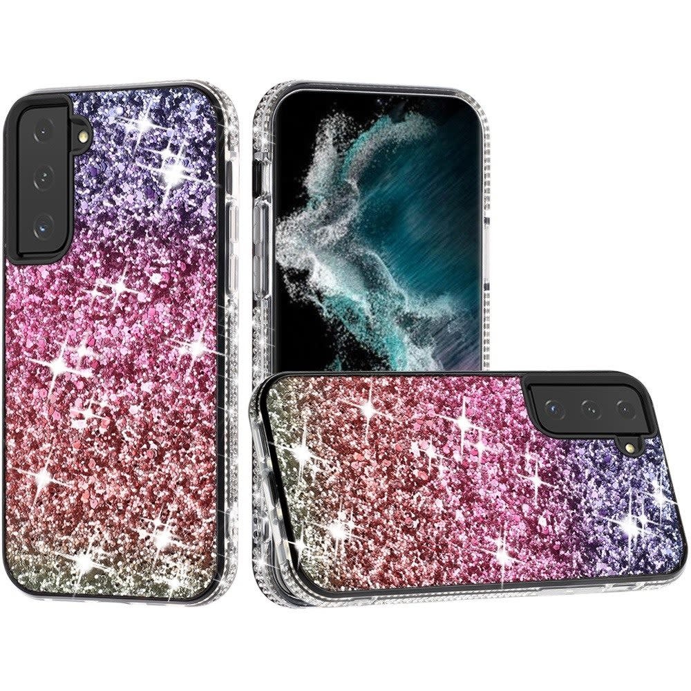 For Samsung Galaxy S22 Plus Decorative Glitter with Diamond All Around Hybrid
