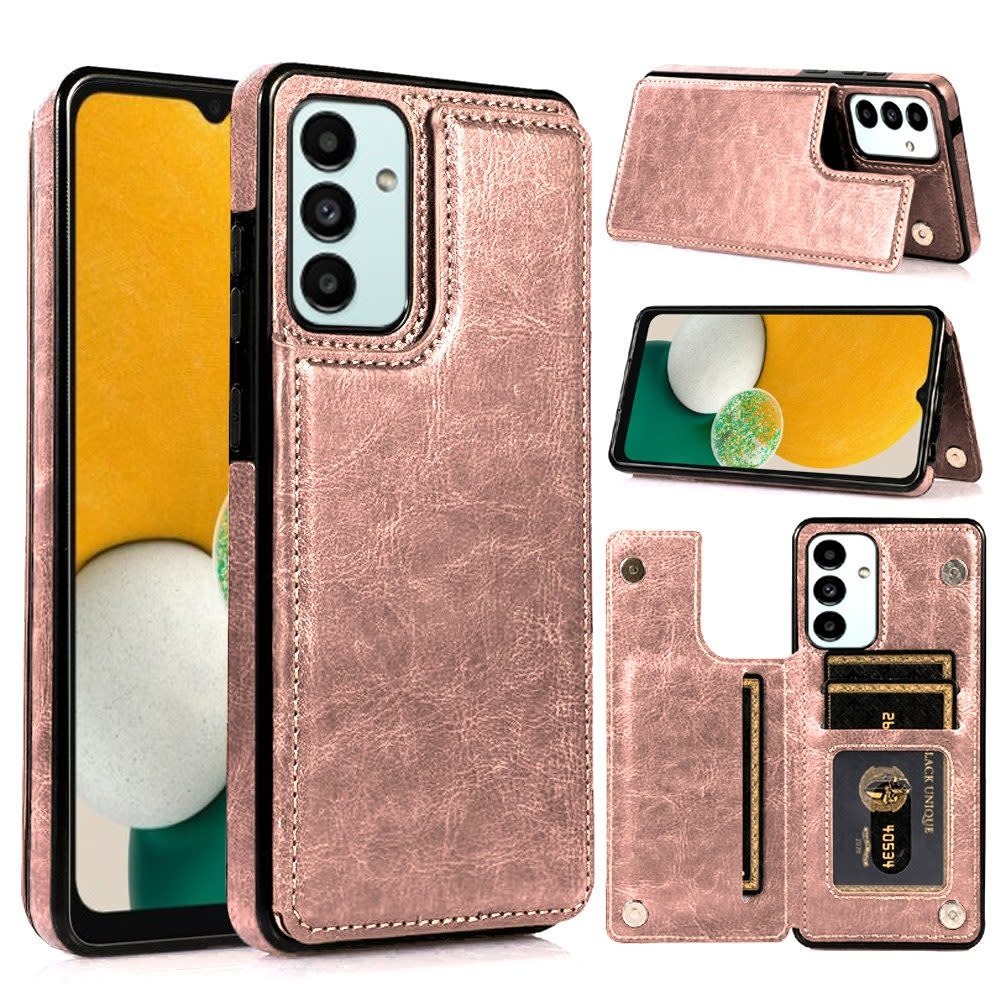 For Samsung Galaxy A13 5G Luxury Side Magnetic Button Card ID Holder PU Leather Case Cover