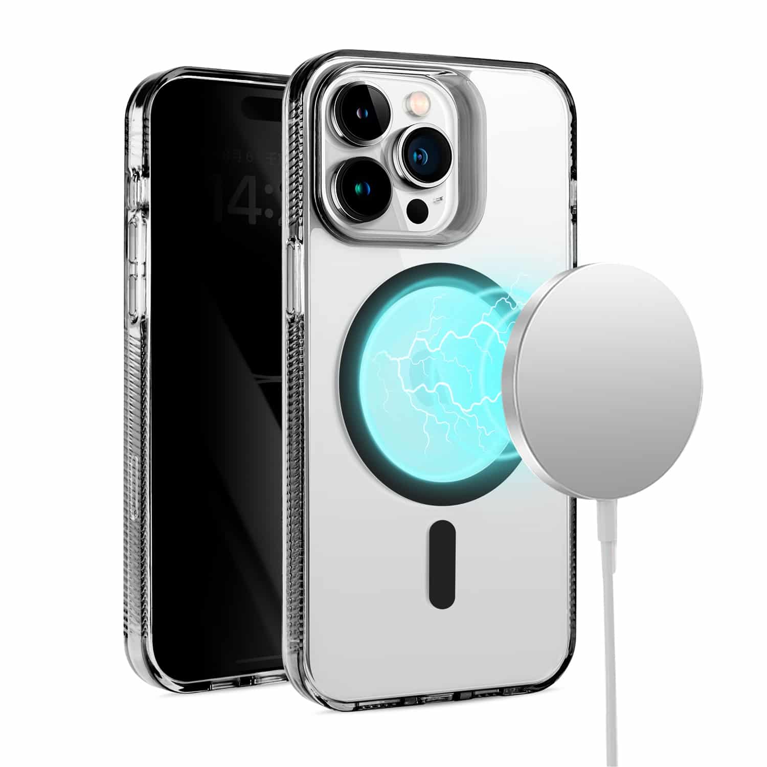 For Apple iPhone 15 Plus PURE Transparent Magnetic Circle High Quality Ultra Thick Hybrid
