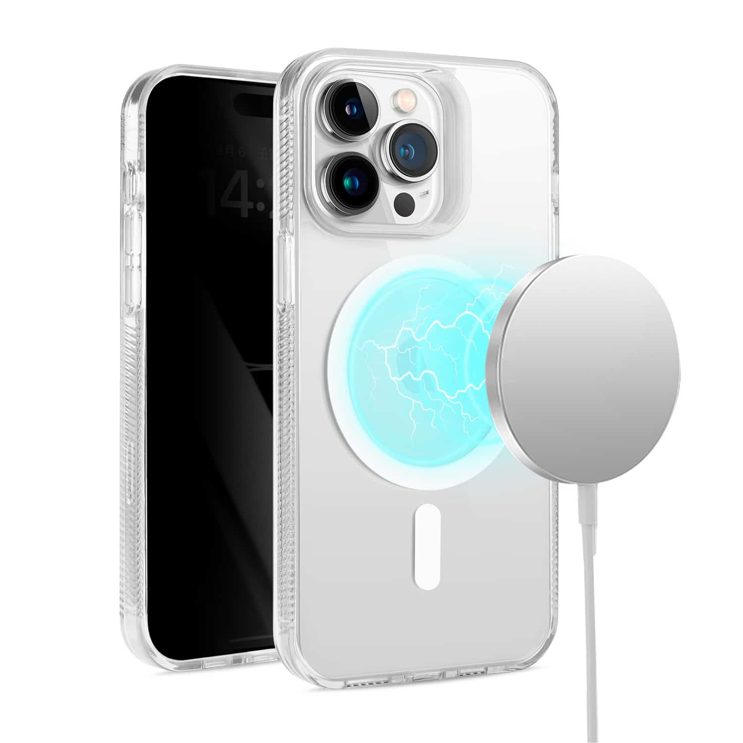 For Apple iPhone 15 Pro Max PURE Transparent Magnetic Circle High Quality Ultra Thick Hybrid