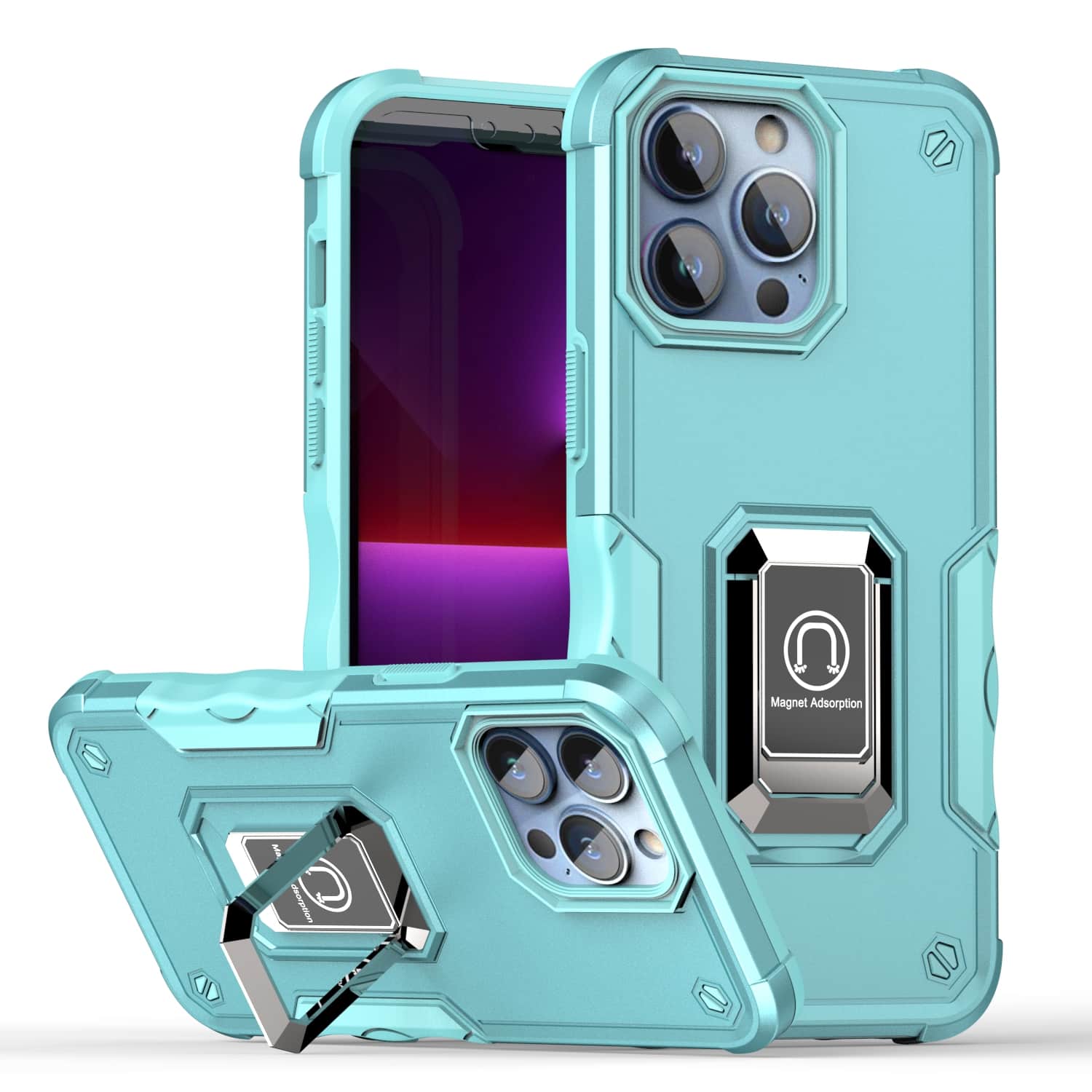 For Apple iPhone 15 OPTIMUM Magnetic Ring Stand Hybrid Case Cover