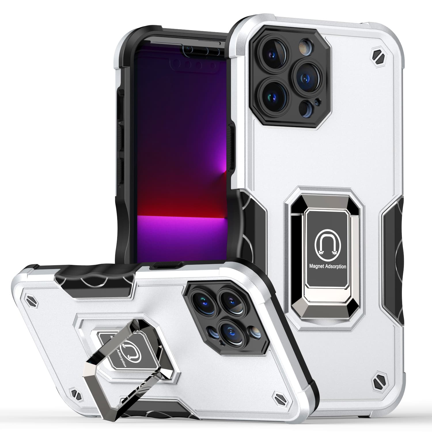 For Apple iPhone 15 Pro OPTIMUM Magnetic Ring Stand Hybrid Case Cover