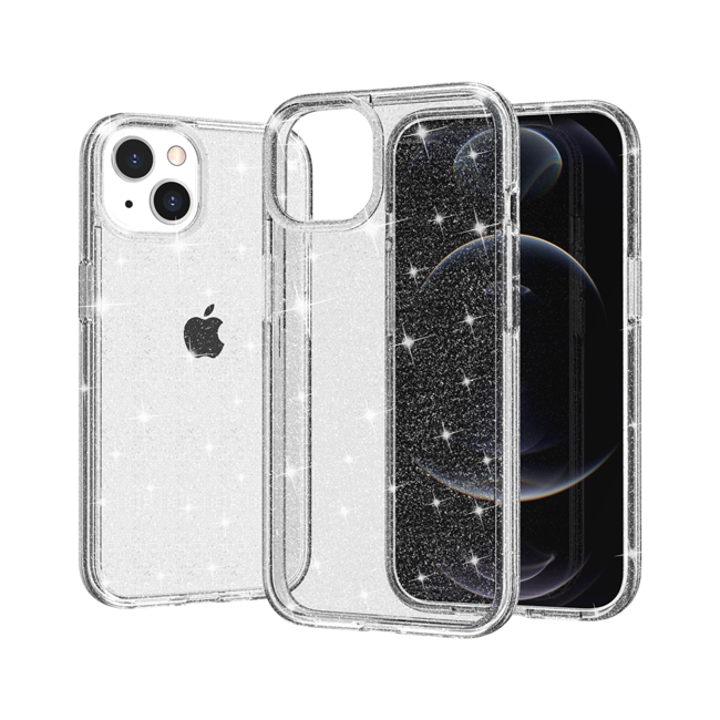 For Apple iPhone 15 Glitter Ultra Thick 3mm Transparent Hybrid Case Cover