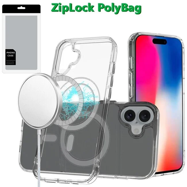 [PolyBag] For Apple iPhone 16 6.1 inch Thick Transparent Magnetic Circle Shockproof Hybrid