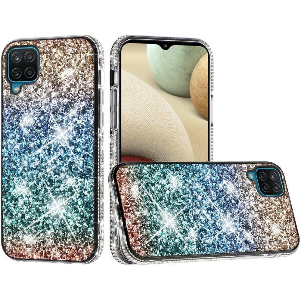 For Samsung Galaxy A12 5G Decorative Glitter with Diamond All Around Hybrid
