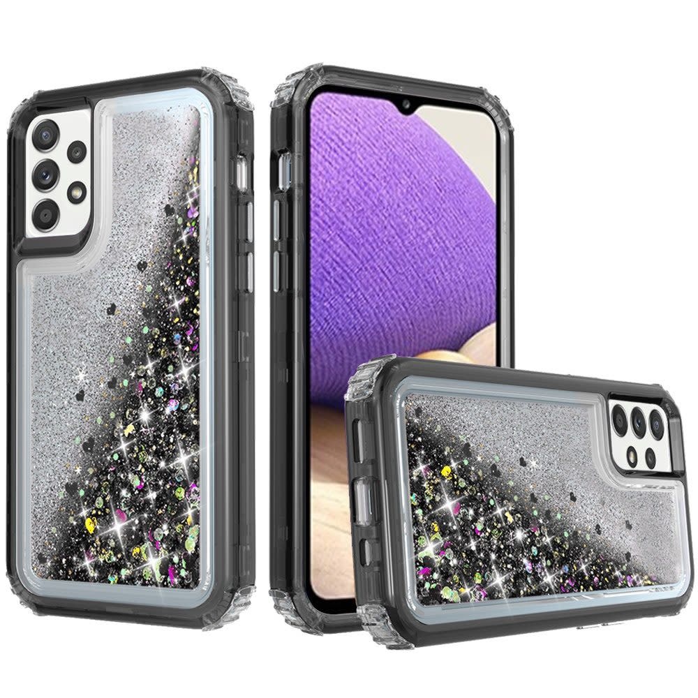 For Samsung A32 5G Premium Transparent Quicksand Glitter Case Cover