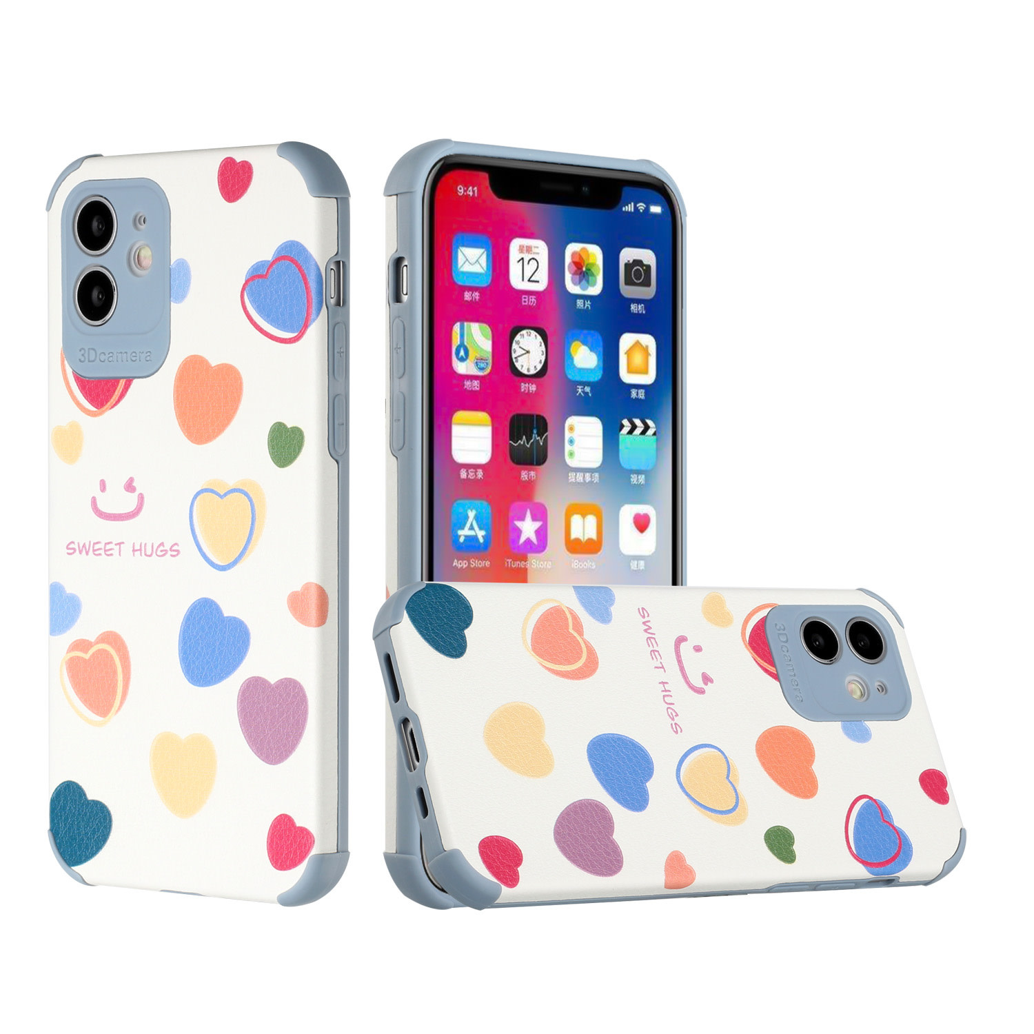 For Apple iPhone 11 (XI 6.1) HIP Design Stick On Leather Hybrid Case Cover