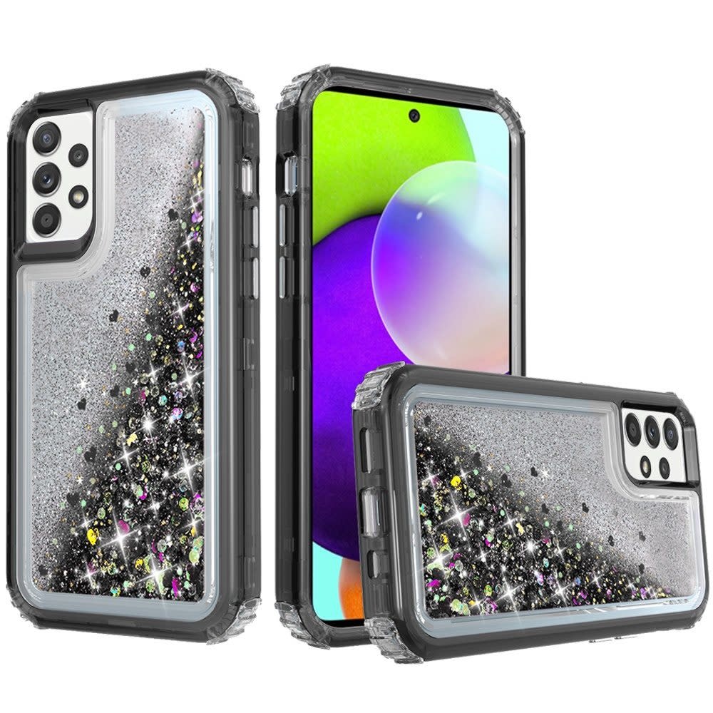 For Samsung Galaxy A12 5G Premium Transparent Quicksand Glitter Case Cover
