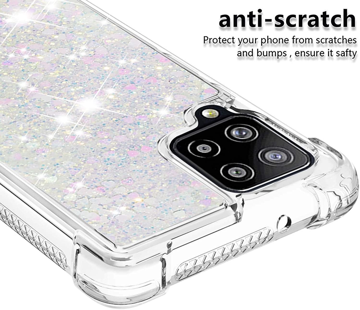 For Samsung Galaxy A52 5G Premium Transparent Quicksand Glitter Case Cover